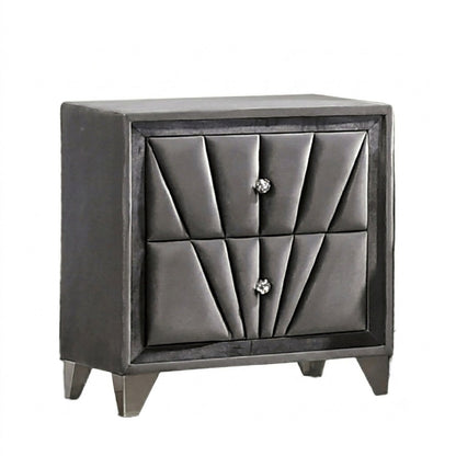 Nightstand, 2 Drawer Upholstered Frame - Gray
