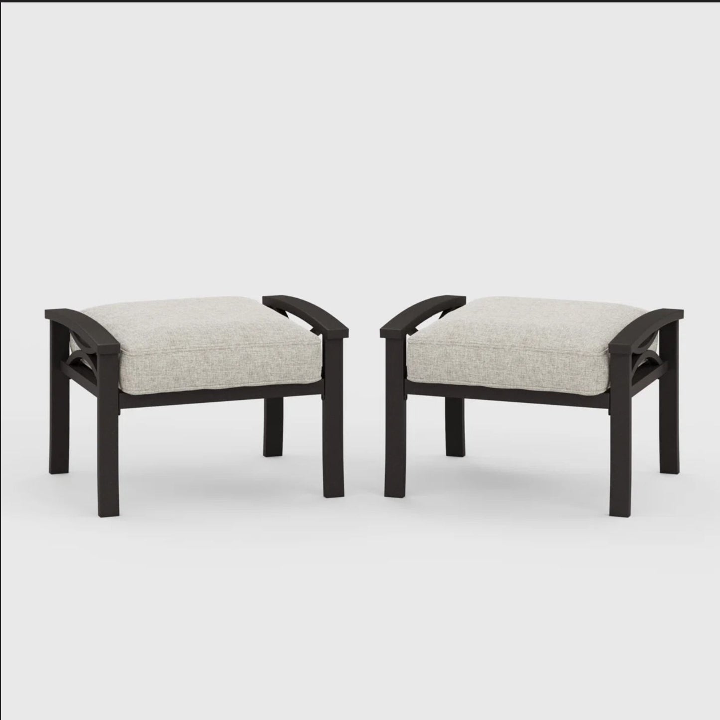 Modern All-Weather Ottomans With Cushions (Set of 2)