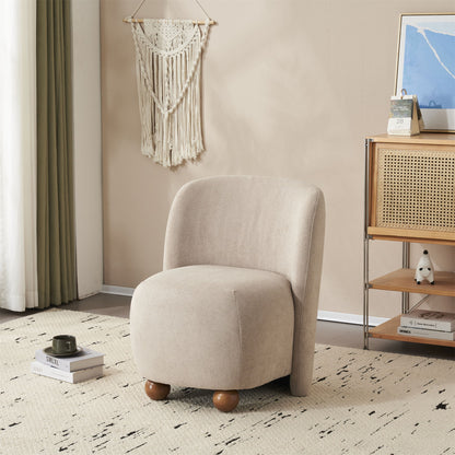 Modern Low Back Accent Upholstered Armless Living Room Chairs, Round Feet