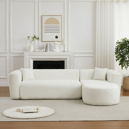 L - Shape Boneless Cloud Couch With 2 Throw Pillows For Living Room