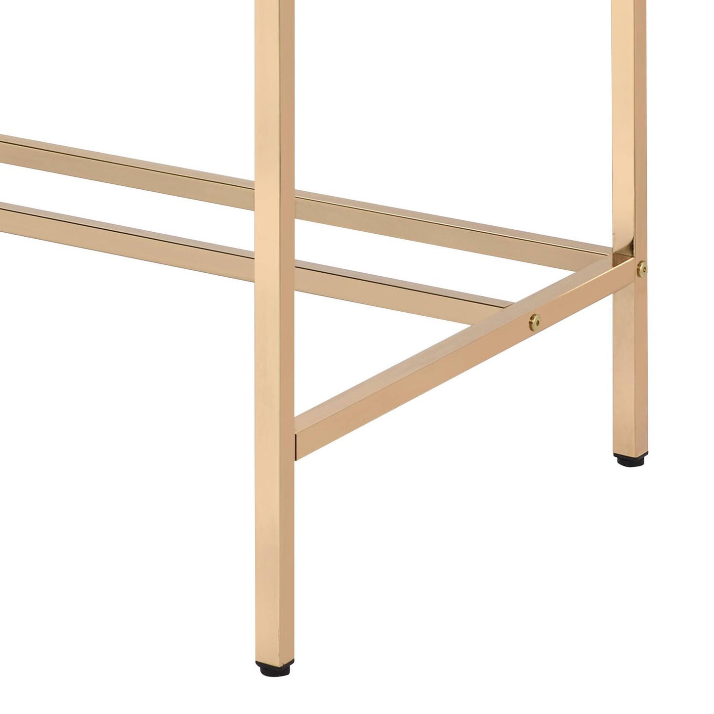 A close-up of the Midriaks - Writing Desk With USB shows its gold metal frame, featuring two vertical legs and horizontal support bars against a white background.