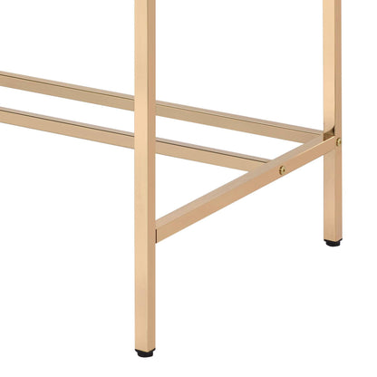 A close-up of the Midriaks - Writing Desk With USB shows its gold metal frame, featuring two vertical legs and horizontal support bars against a white background.