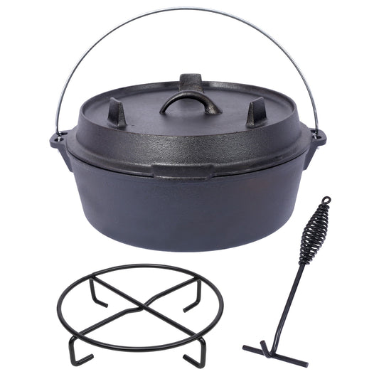Pre-Seasoned Cast Dutch Oven With Skillet Lid And Pot Rack