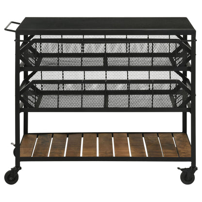 Ingalls - Accent Storage Cart With Casters, Shelves - Black