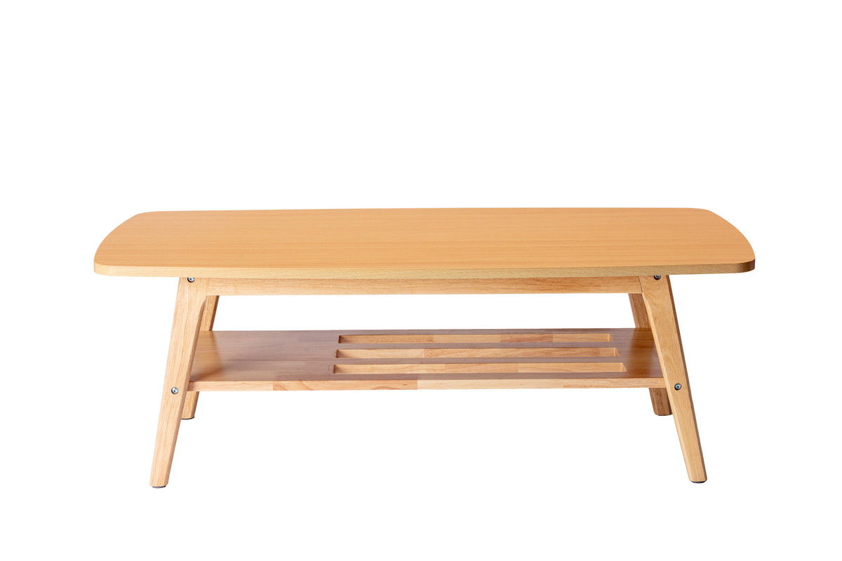 The Bahamas - Living Room Set features a rectangular wooden coffee table with angled legs and a lower slatted shelf, displayed against a plain white background.