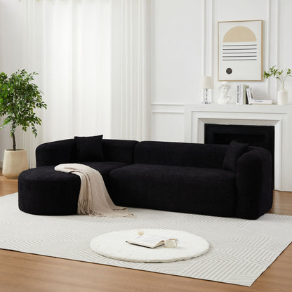 L - Shape Boneless Cloud Couch With 2 Throw Pillows For Living Room