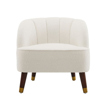 Elegant Upholstered Barrel Accent Chair With Wooden Legs
