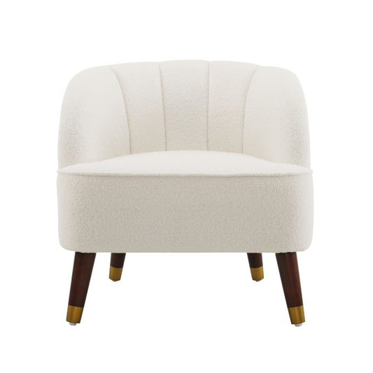 Elegant Upholstered Barrel Accent Chair With Wooden Legs