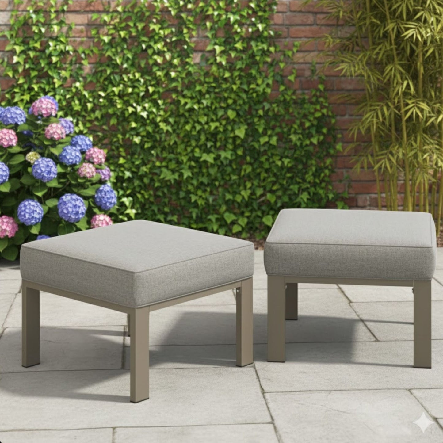 All-Weather Patio Ottomans With Thick Cushions (Set of 2)