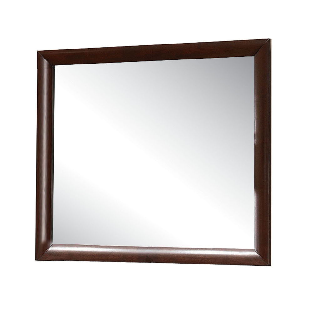 The Ireland - Contemporary Design Mirror is a square mirror with a dark brown wooden frame, displayed against a plain white background.