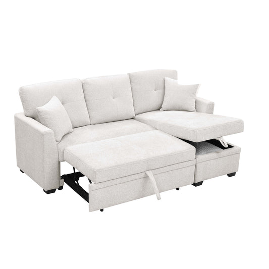 Upholstered Sectional & Pull Out Bed And Chaise Storage