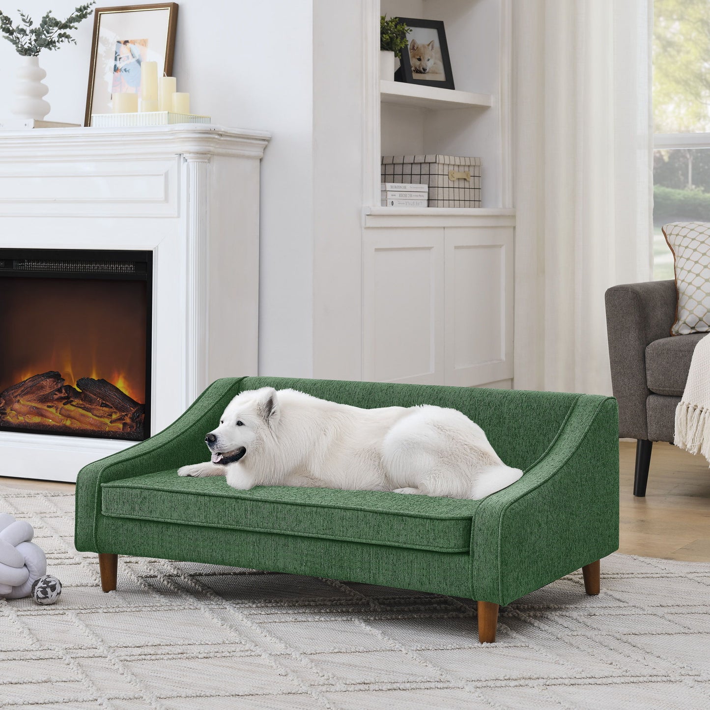 Modern Durable Elevated Dog Sofa Bed With Irregular Armrest Design