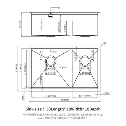Stainless Steel Undermount Kitchen Sink With Double Bowl