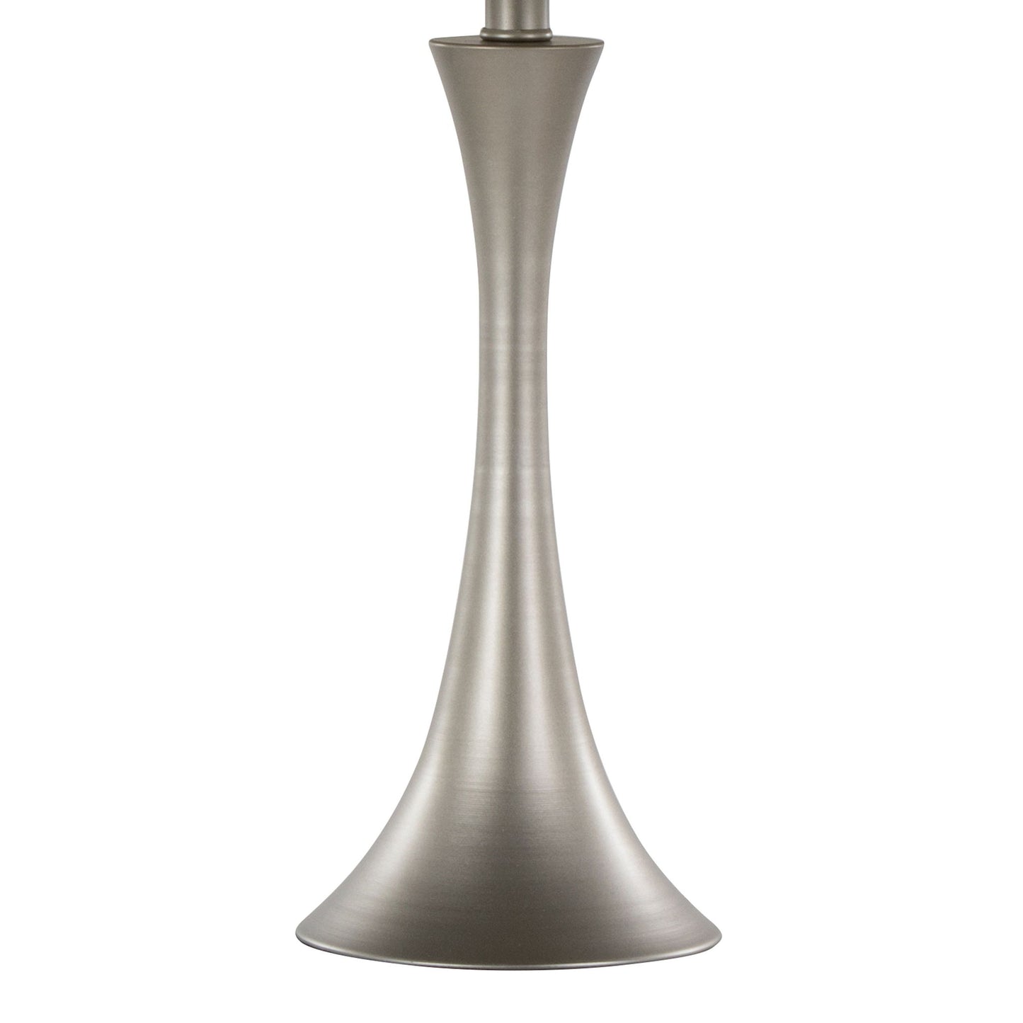 The Lenuxe Contemporary & Modern Design Table Lamp (Set of 2) features a tall, brushed metal base with a flared bottom and slender, curved midsection, shown against a plain white background.