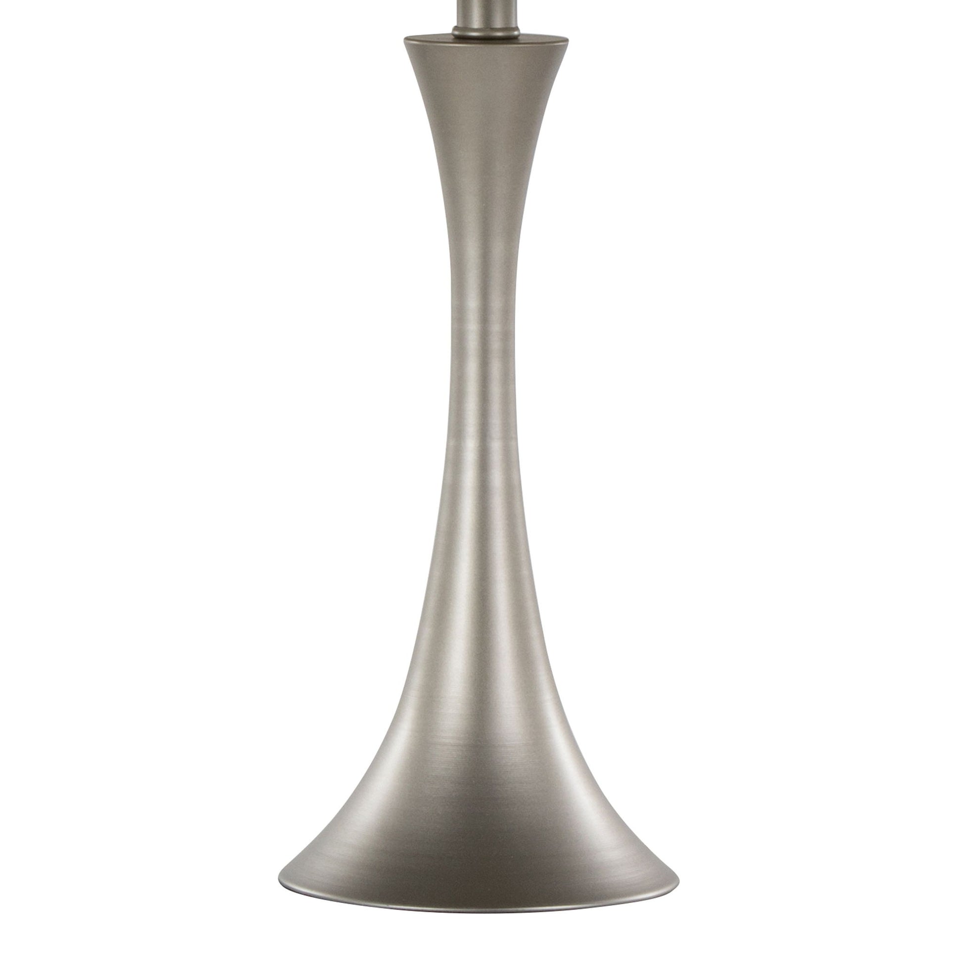 The Lenuxe Contemporary & Modern Design Table Lamp (Set of 2) features a tall, brushed metal base with a flared bottom and slender, curved midsection, shown against a plain white background.