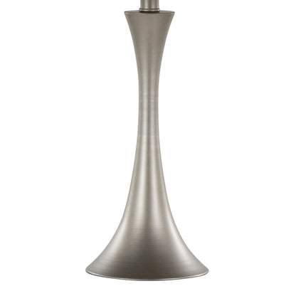 The Lenuxe Contemporary & Modern Design Table Lamp (Set of 2) features a tall, brushed metal base with a flared bottom and slender, curved midsection, shown against a plain white background.