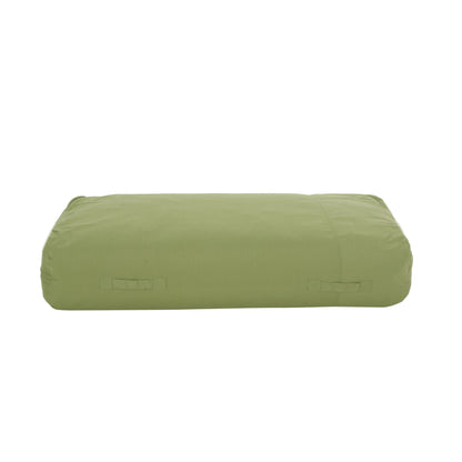 The Kasper - Water Resistant Lounger Bean Bag is a rectangular olive green floor cushion or ottoman with stitched side handles, shown against a plain white background.