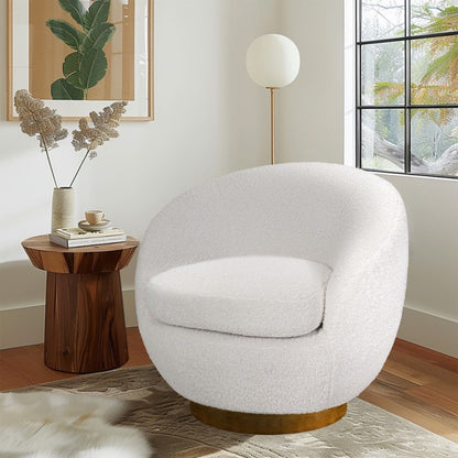 Shearling - Swivel Chair With Base Construction - Cream