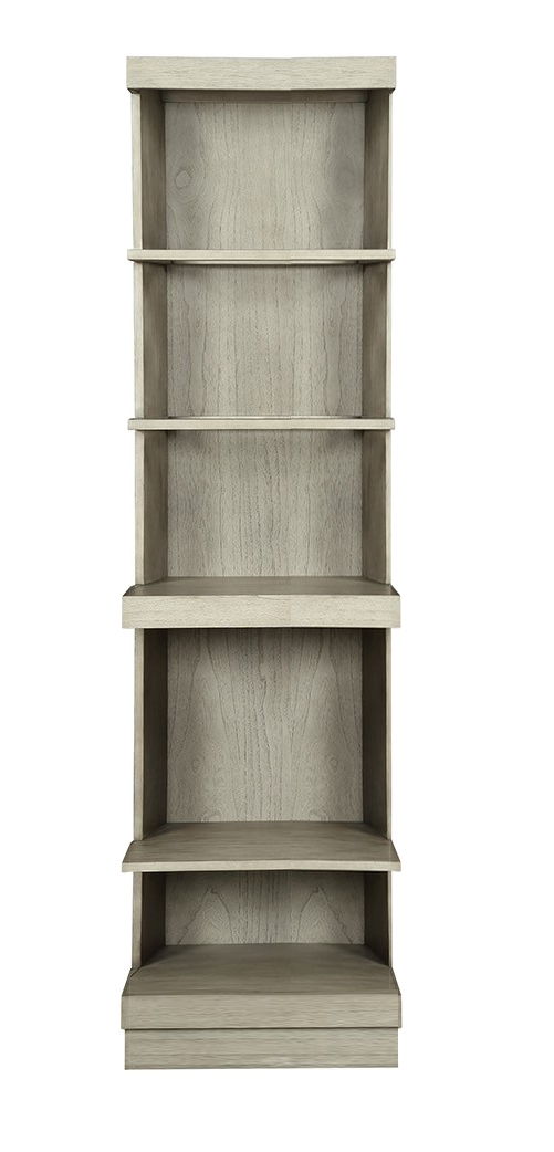 The Couch.com Celino BookShelf Pier (Set of 2) features tall, narrow wood construction with a beige sandstone finish. Each shelf is evenly spaced and empty, shown against a white background. Set includes two bookshelves.