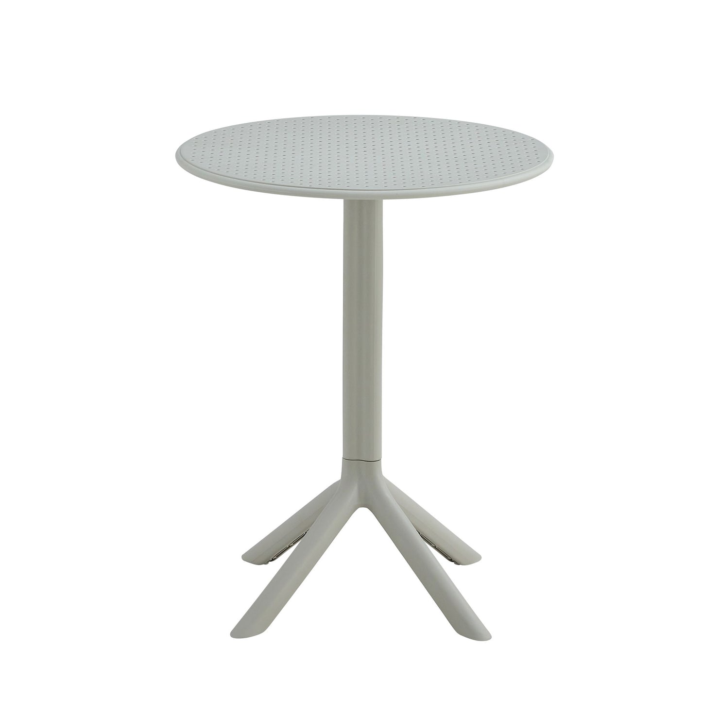 A modern 3 Piece Plastic Arm Chair Bistro set in light gray, featuring clean lines and premium ocean plastic construction for a stylish, contemporary look.