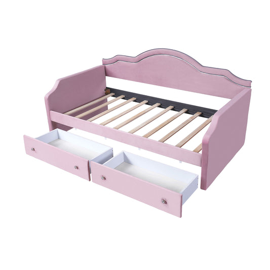 Upholstered Daybed With LED Lights And 2 Drawersme