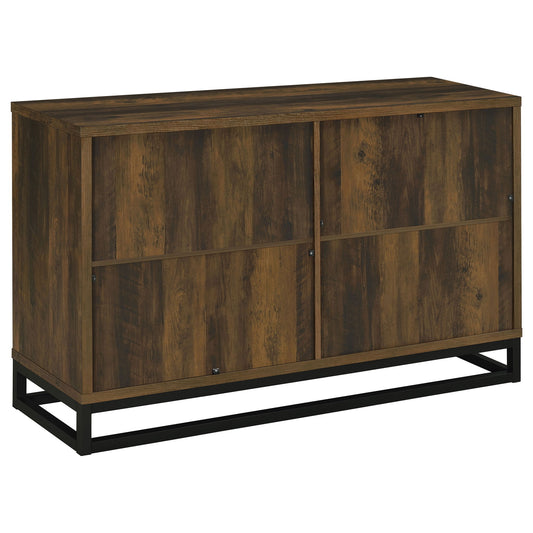 Thurston - 4 Door Accent Cabinet Carved Doors - Dark Brown