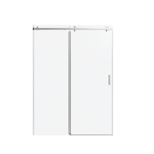 Frameless Single Sliding Shower Doors With Reversible Installation, 5 / 16" Tempered Glass - Chrome