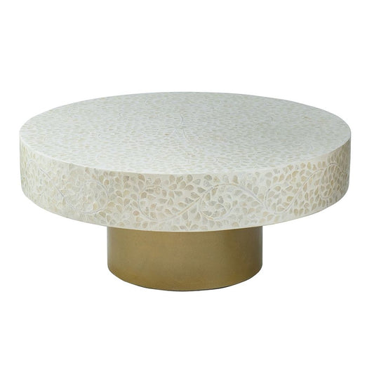 Unique Capiz Coffee Table & Pedestal Base