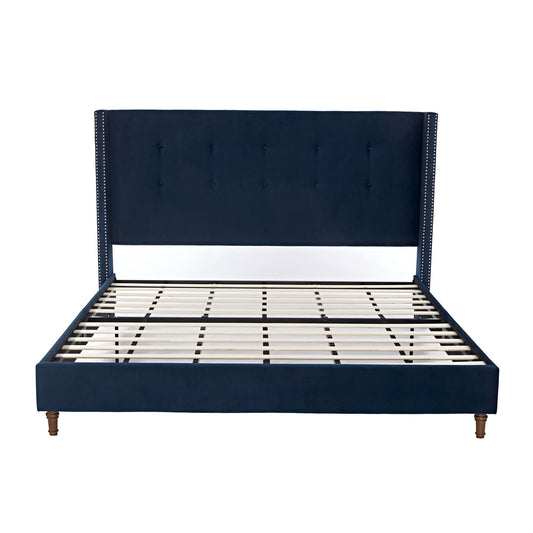 Peyton - Upholstered Bed With 54" High Headboard, Traditional Hand Buttoned Tufting
