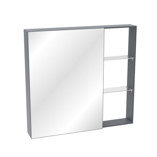 Medicine Cabinet, Wall Mounted Bathroom Mirror With Storage, Adjustable Shelves - Black Brown