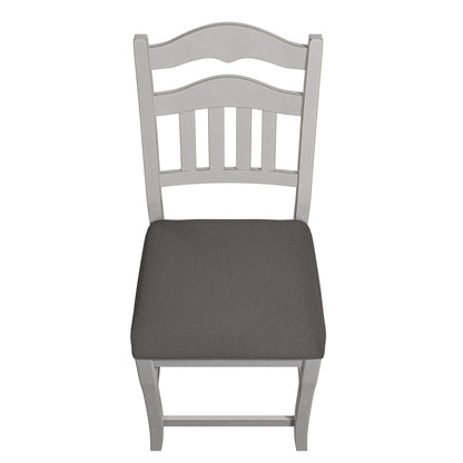 Counter Height Dining Chairs With Upholstered Cushion And Ladder Back Design (Set of 2) - Antique White