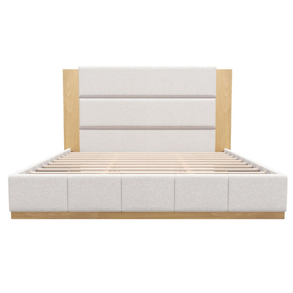Modern Upholstered Platform Bed With Extended Headboard
