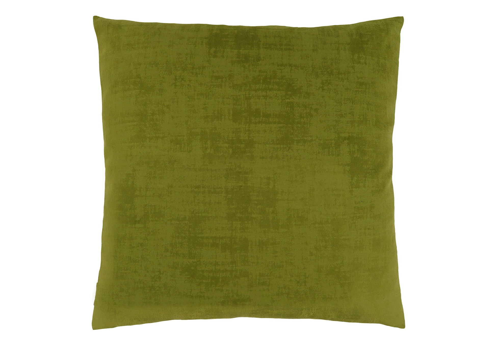 The Pillow Square is an olive green, hypoallergenic decorative throw pillow with a subtle textured pattern, insert included, shown against a white background.