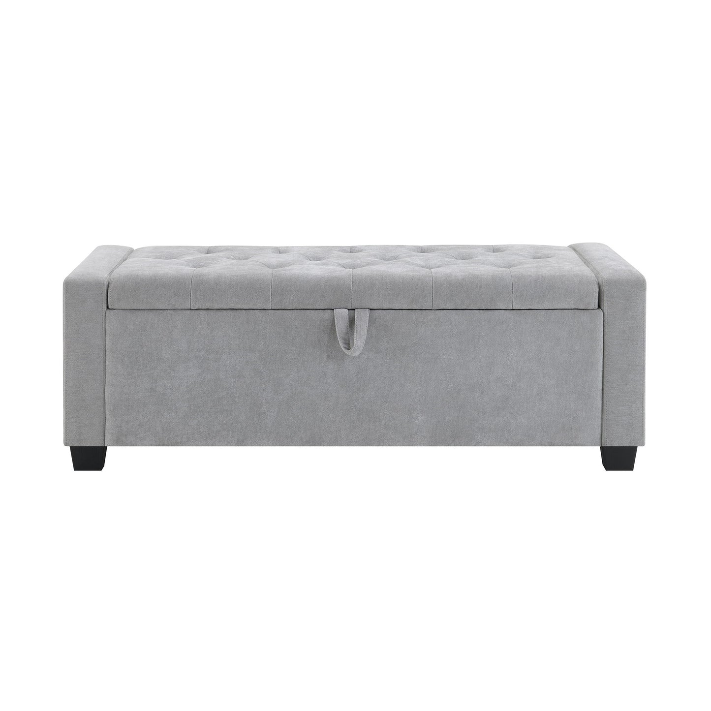 Upholstered Storage Ottoman Bench With Button Tufting And Safety Hinge