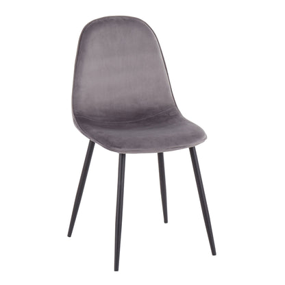 The Pebble - Contemporary Casual Comfort Chair (Set of 2) features a curved gray upholstered seat and backrest with four slim black metal legs, shown against a white background.