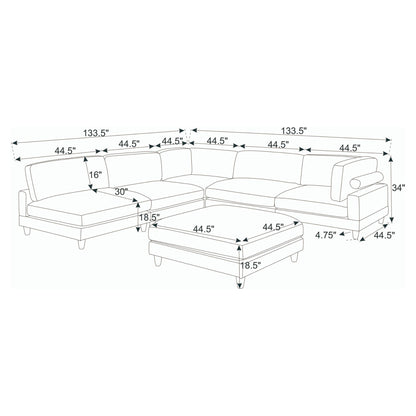 Modern Modular Sectional With Adjustable Back Support