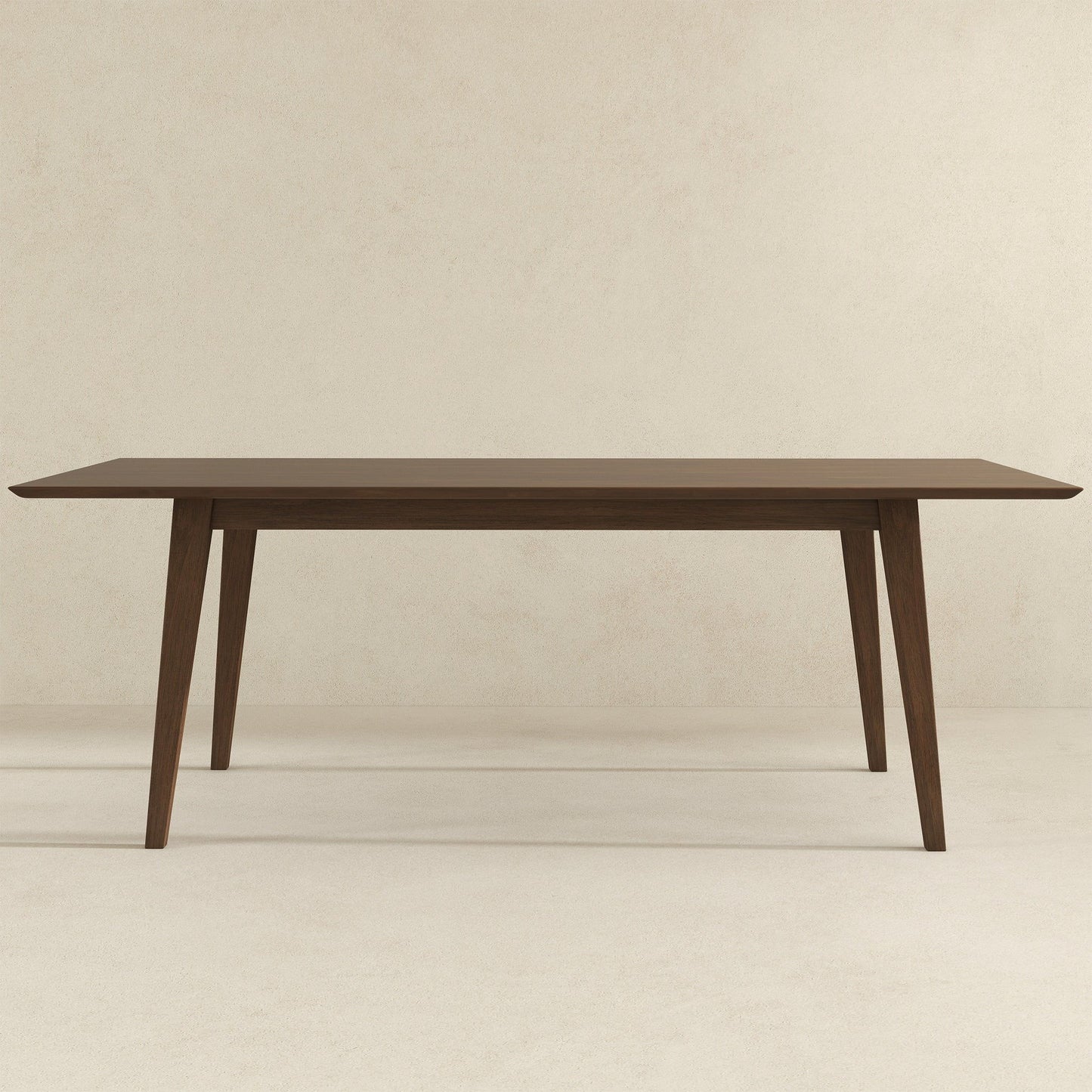 The Levi - Modern Style Rectangular Dining Kitchen Table, featuring angled legs, is displayed against a plain beige background.