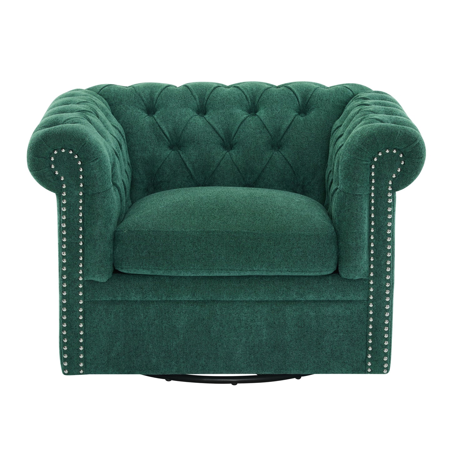Chesterfield Style Swivel Club Chair With Button Tufted