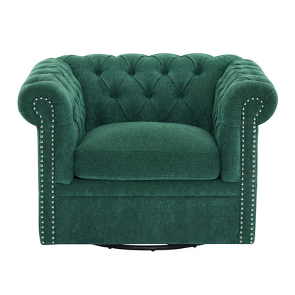 Chesterfield Style Swivel Club Chair With Button Tufted