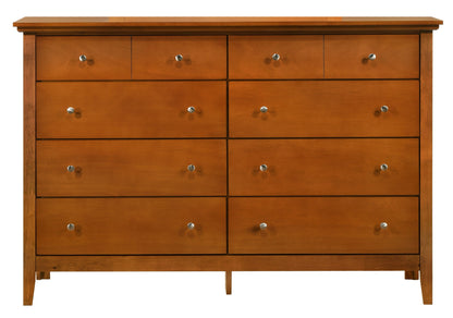 The Elegant Casual Dresser For Any Room features a medium brown wood finish, ten drawers (six small on top, four large below), and round metal knobs—perfect storage with style for any space.