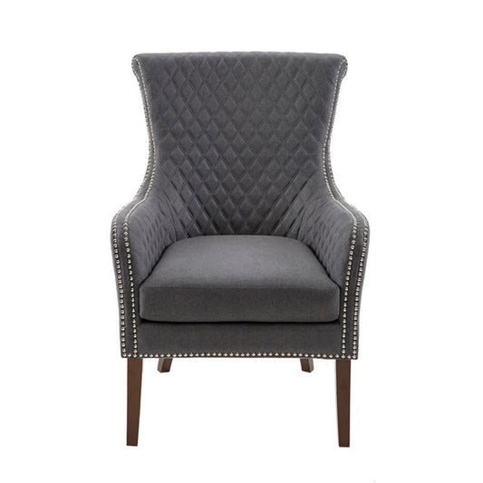 Heston - Accent Chair With Quilted Back And Nailheads - Gray