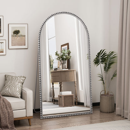Arch Retro Full Length Mirror With Supporting Feet - Silver