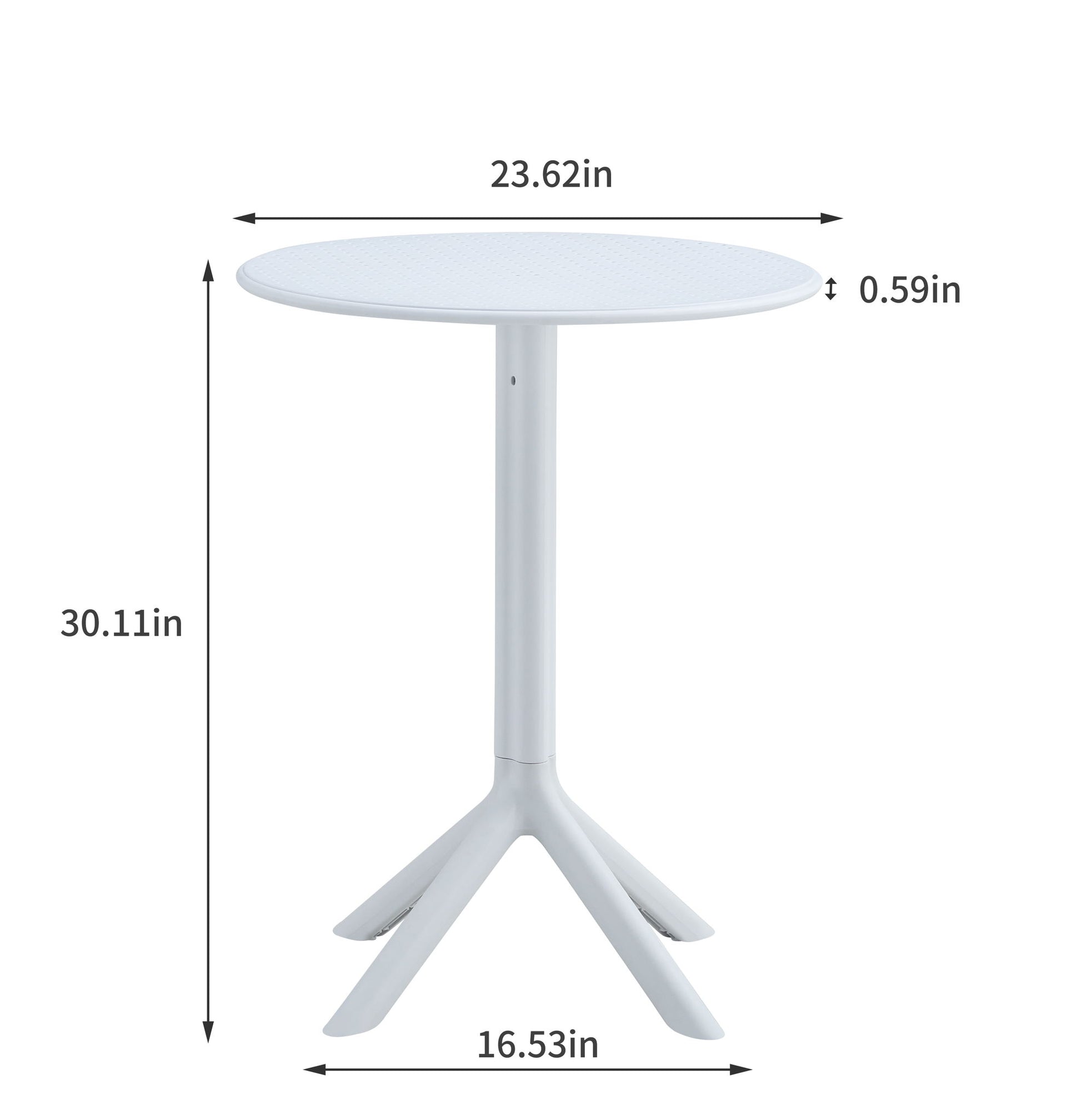 A 3 Piece Plastic Arm Chair Bistro Grs Premium Ocean Plastic set with measurements.
