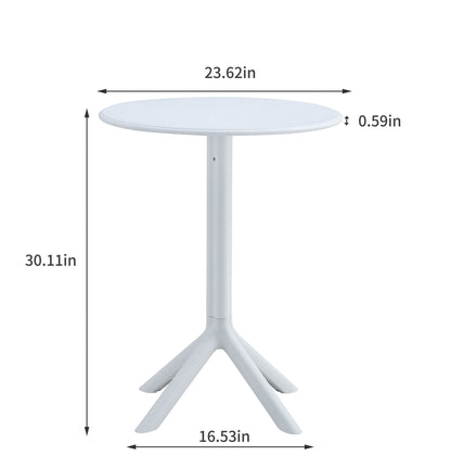 A 3 Piece Plastic Arm Chair Bistro Grs Premium Ocean Plastic set with measurements.