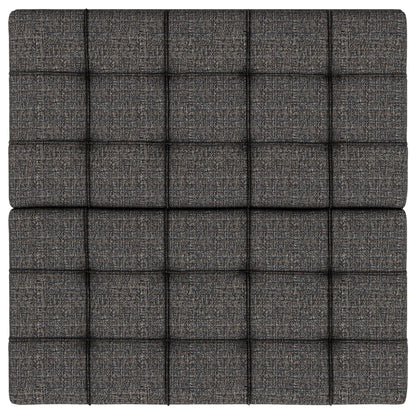 A top-down view of the Harrison - Upholstered Coffee Table Storage Ottoman in dark gray fabric, featuring a quilted, tufted grid pattern with raised square sections.