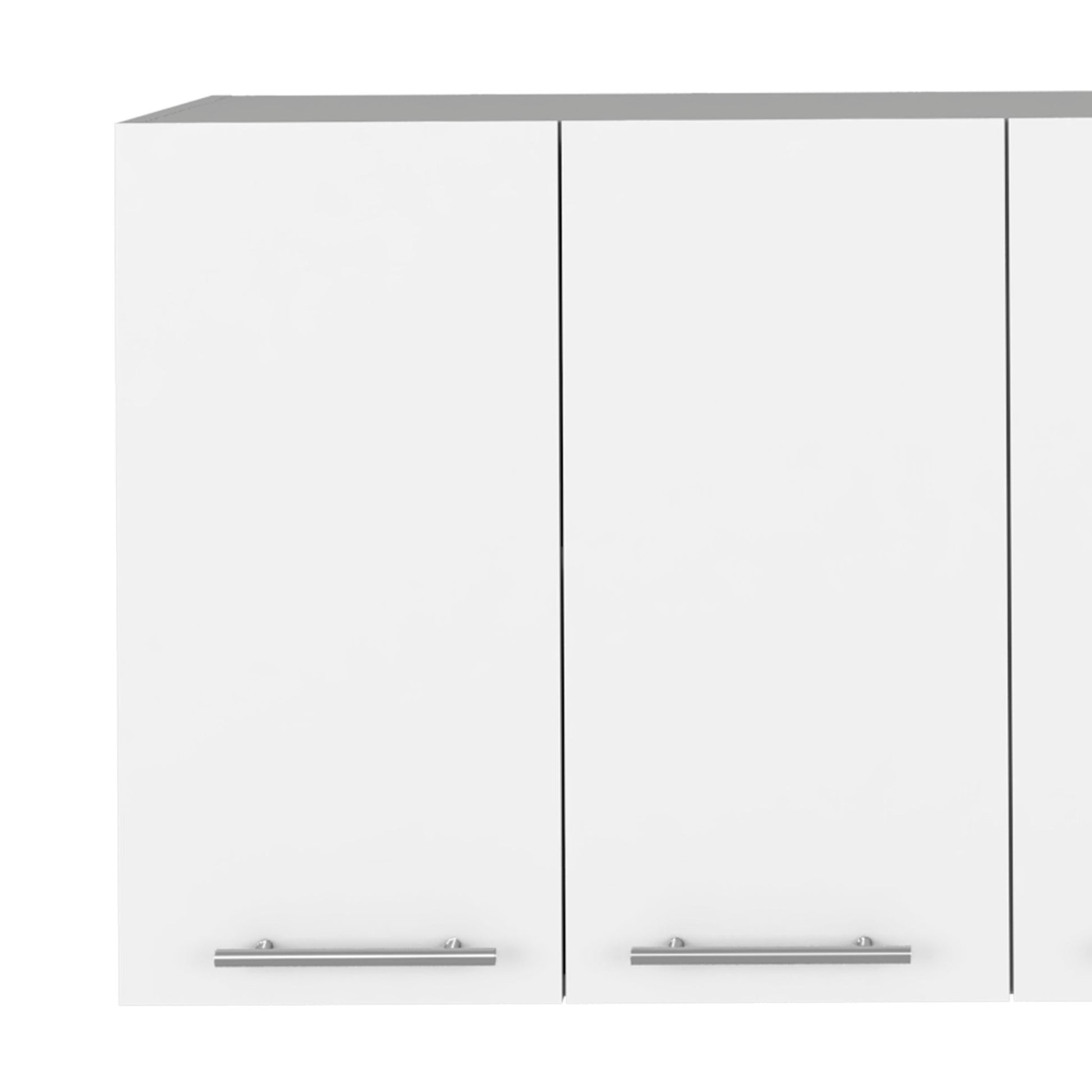 The Kitchen Cabinet Durham Four Doors - White is shown with simple silver handles against a plain white background.