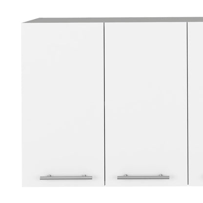 The Kitchen Cabinet Durham Four Doors - White is shown with simple silver handles against a plain white background.