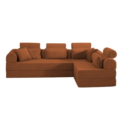 Modern L-Shape Modular Sectional Sofa, Compressed Design