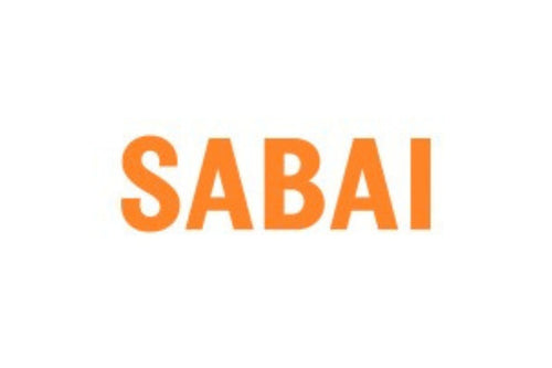 The image displays the word "SABAI" in bold, uppercase orange letters on a white background.